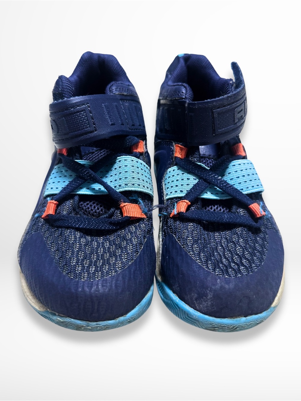 And1 Navy and Light Blue Kids Sneakers with Orange Accents
